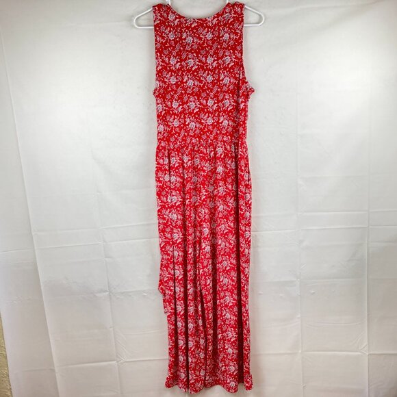 NWT Kaileigh Stitch Fix Sz L Delaney Red White Floral Wide Leg Crop Jumpsuit - Picture 9 of 10